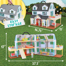 Honey Bee Acres Buzzby Farmhouse – 25 Piece Three-Story Country Dollhouse with Furniture & Exclusive Rabbit Figure – Doll Playset for Kids Ages 3+