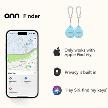 onn Wireless Item Locator 2-Pack, MFi Certified, Blue