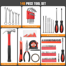 Cshidworld 148 Piece Tool Sets All Purpose Household Tool Kit, General Basic Home Repair Tool Set with Toolbox for Men Women, Household Hand Kit for Home Garage Office College Dormitory Use, Red
