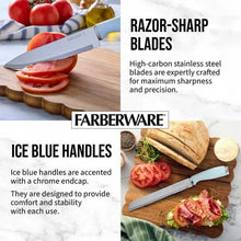 Farberware Classic 16-Piece Natural Knife Block Set with Kitchen Shears, Ice Blue