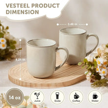 Vesteel Coffee Mug Set of 4, Ceramic Coffee Cups with Handles, 14oz Handmade Reactive Glaze Mugs Set for Coffee Tea Milk, Mug Gifts for Thanksgiving Day Anniversary, Gifts for Men, women, Home, Office and Restuarant
