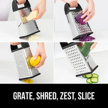 GORILLA GRIP Cheese Grater, BPA Free Stainless Steel Box Graters, Cheeses and Veggie Shredder