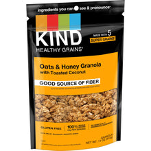 KIND HEALTHY GRAINS Granola, Healthy Snack, Oats & Honey Granola with Toasted Coconut, Snack Mix 11 OZ