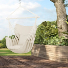 Large Hammock Chair Swing, Relax Hanging Rope Swing Chair with Detachable Metal Support Bar & Two Seat Cushions, Cotton Hammock Chair Swing Seat for Yard Bedroom Patio Porch Indoor Outdoor - USA MEGA SHOP
