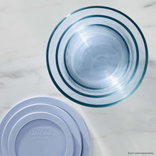 Pyrex Simply Store Tinted 4-piece Round Storage Set with Plastic Lids, Blue