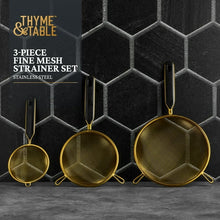 Thyme & Table 3-Piece Fine Mesh Gold Strainer Set