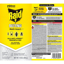 Raid Defense System Indoor and Outdoor Ants, Roaches, Spiders and Flies Insect Killer Bug Spray, 15 oz
