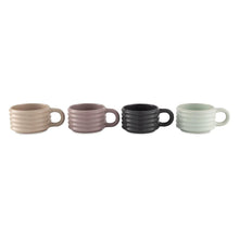 Thyme & Table 4-piece Ceramic Ribbed Stackable Mug Set with Rack, 12 fl oz