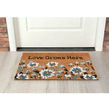 Home Decor Collection Blue Floral Loves Grows Here Outdoor Doormat, 18"x30"