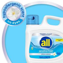 all Liquid Laundry Detergent Sensitive Fresh, Spring Breeze, 166 loads, 250 oz.