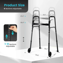 Naipo Compact Folding Walker for Seniors & Adults, Deluxe Lightweight Mobility Aids Walker with 5" Wheels and Trigger Release up to 300 lbs, Aluminium