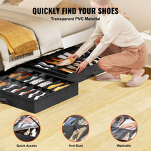 KFFKFF Shoe Storage Units for Under Bed, Pack of 2, Accommodates 32 Pairs, Underbed Footwear Storage System with Transparent Window, Airy, Collapsible Fabric Shoe Holder Box with Sturdy Handles