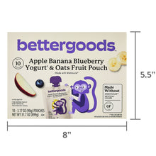 bettergoods Apple Banana Blueberry Yogurt & Oats Fruit Applesauce Pouches, 3.17 oz, 10 Count