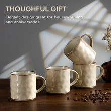 Vesteel Coffee Mug Set of 4, Ceramic Coffee Cups with Handles, 14oz Stoneware Mugs Set for Coffee Tea Milk, Wave Design Mug Gifts for Home Office Restaurant - USA MEGA SHOP