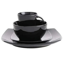 Gibson Soho Lounge Square 16-Piece Dinnerware Set - Black