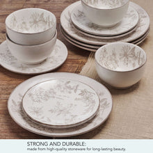 Pfaltzgraff Enchanted Bloom 12 Piece Stoneware Dinnerware Set Gray