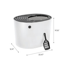 IRIS Top Entry Cat Litter Box with Scoop | Stylish Round Enclosed Design, White/Black