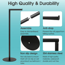Toilet Paper Holder Stand, Free Standing Toilet Paper Roll Holder for 5 Spare Rolls, Modern Bathroom Toilet Paper Stand, Black