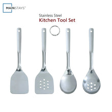 Mainstays Stainless Steel 4-Piece Kitchen Utensil Set, Spatula, Slotted Spatula, Spoon and Slotted Spoon