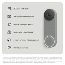Google Nest Doorbell (Wired, 3rd Gen) - Video Doorbell Camera with 2K Video - Works with Google Home - With Gemini - Hazel