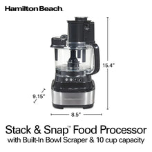Hamilton Beach 10 Cup Food Processor and Chopper with Stack & Snap Design, Extra Large Chute and Bowl Scraper, Black
