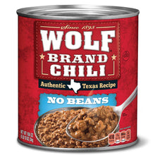 Chili sin frijoles marca Wolf, 106 oz.