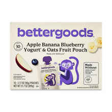 bettergoods Apple Banana Blueberry Yogurt & Oats Fruit Applesauce Pouches, 3.17 oz, 10 Count