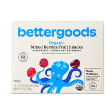 bettergoods Organic Mixed Berry Fruit Snacks, 0.7 oz, 10 Count