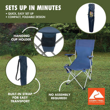 Ozark Trail Hard Arm Camping Chair with Durable Polyester Seat and Steel Frame, Portable with Cup Holder