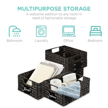 Best Choice Products Set of 4 12in Woven Water Hyacinth Pantry Baskets w/ Chalkboard Label, Chalk Marker