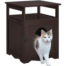 Alden Design Wooden Cat Litter Box End Table Pet Hidden Furniture, Espresso