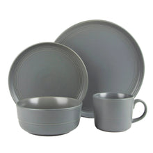 10 Strawberry Street Double Line 16 Piece Stoneware Dinnerware Set, Matte Gray