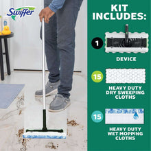 Swiffer Sweep + Mop Deluxe Sweeping Kit, 1 Device + 15 Sweep Refills + 15 Mop Refills