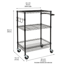 Hyper Tough 3-Tier New Multipurpose Rolling Cart, Black Color, 495lbs Load Capacity