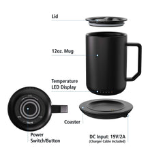 Mainstays Warming Coffee Mug, 12 oz Stainless Steel Coffee Mug with Mug Warmer Coaster and Lid