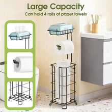 Toilet Paper Holder, Upgraded Toilet Paper Storage Free Standing, Free Standing Tissue Roll Storage Rack for Bathroom, Black