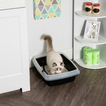 'IRIS Open Top Cat Litter Box with Scoop, Plastic Pan , Black