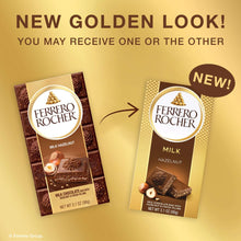 Ferrero Rocher premium chocolate bar, Milk Chocolate with Hazelnut Filling, Perfect Self Treat, 3.1 oz Each