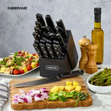 Farberware Classic 20-Piece Triple Riveted Cutlery Block Set with Kitchen Shears, Black
