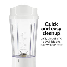Hamilton Beach Personal Blender for Smoothies with 2 Travel Jars and Lids, White