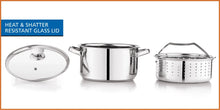 Mainstays Stainless Steel 4-Quart Steamer Pot with Glass Lid, Induction Compatible, Dishwasher Safe, Veggies, Fish