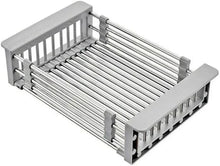 Adjustable Over-The-Sink Dish Drying Rack with Stainless Steel Drain Basket - Portable & Telescopic Space-Saving Solution for fruit vegetable