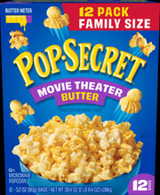 Pop Secret Microwave Popcorn, Movie Theater Butter, Flavor, 3 oz Sharing Bags, 12 Ct