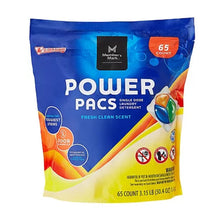 Member's Mark laundry detergent pacs 65 count bag with fresh clean scent and powerful stain removal