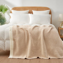 Snuggle Sac Heather Beige Throw Blanket for Couch, Ultra Soft Microfiber Knitted Blanket Cozy Warm Blankets, Beige, 50x70 inches