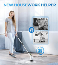 BIMZUC Electric Spin Scrubber, Cordless Cleaning Brush, 7 Replaceable Heads, Extendable Handle, White