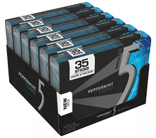 Chicles Wrigley's 5 Peppermint Cobalt, 35 piezas, paquete de 6.