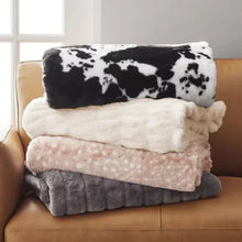 cozyhome-luxury-faux-fur-throw-blanket-multi-color-stack-cow-print-ivory-blush-gray - Brands For Less USA