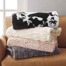 cozyhome-luxury-faux-fur-throw-blanket-multi-color-stack-cow-print-ivory-blush-gray - USA Mega Market