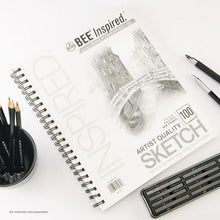 Bee Paper - Bee Inspired 9"x12" Sketching Paper Pad, 100 Sheets, Side Wire, 50lb. 74GSM